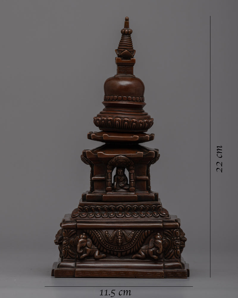 Oxidized Copper Stupa for Home Altar | Create a Sacred Meditation Corner