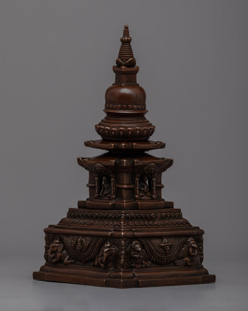 Oxidized Copper Stupa for Home Altar | Create a Sacred Meditation Corner