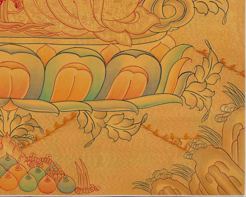 Gold Style Manjushri Thangka | Tibetan Bodhisattva Painting