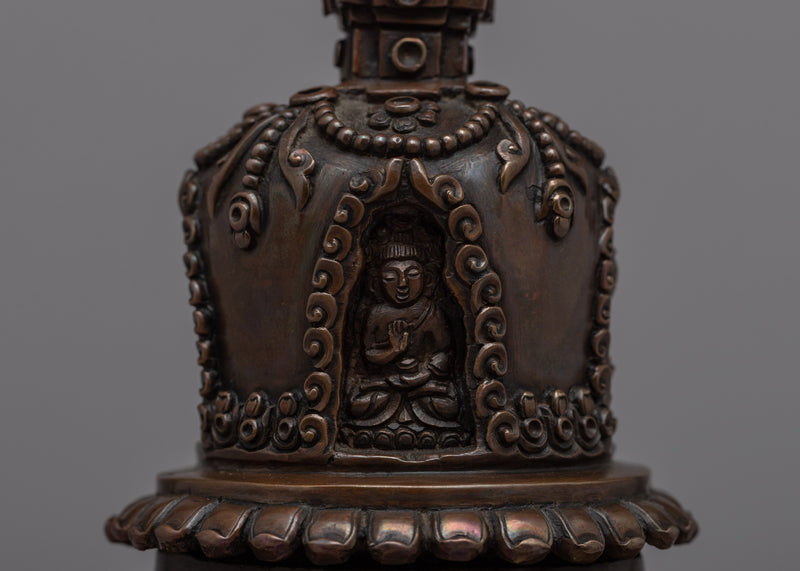 Oxidized Copper Stupa | Ancient Symbol of Buddhist Devotion