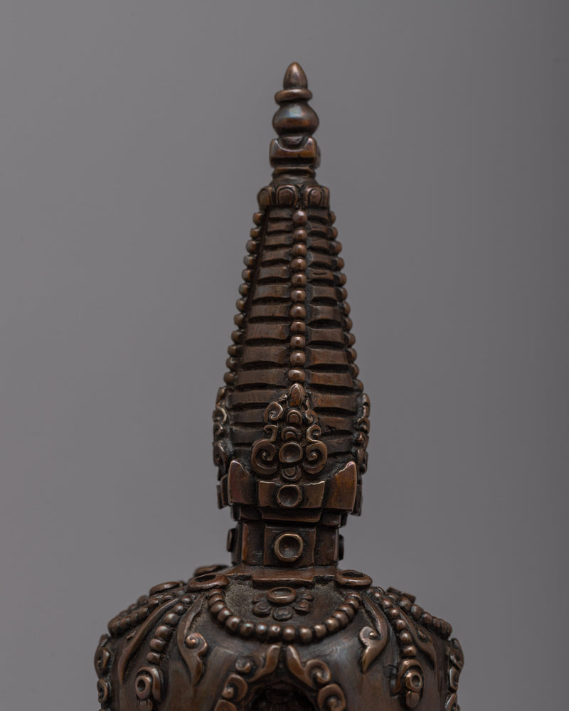 Oxidized Copper Stupa | Ancient Symbol of Buddhist Devotion