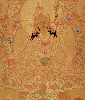 Full Gold Guru Rinpoche Thangka Painting | Hand-Painted Tibetan Buddhist Arts