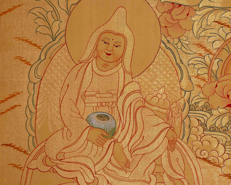 Full Gold Guru Rinpoche Thangka Painting | Hand-Painted Tibetan Buddhist Arts