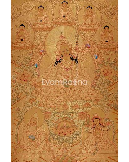 Full Gold Guru Rinpoche Thangka Painting 