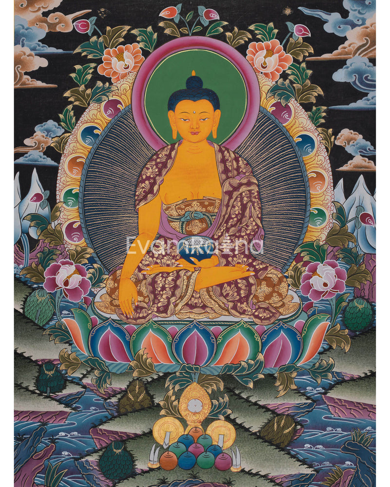 Beautifully Hand-Painted Shakyamuni Buddha | Tibetan Buddhism Art