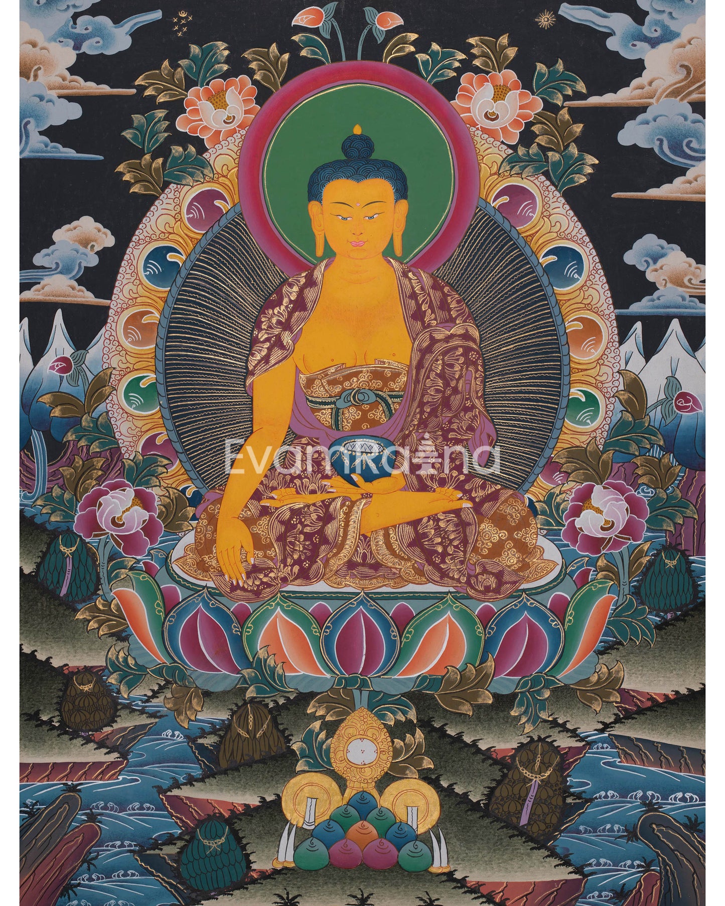 Beautifully Hand-Painted Shakyamuni Buddha | Tibetan Buddhism Art