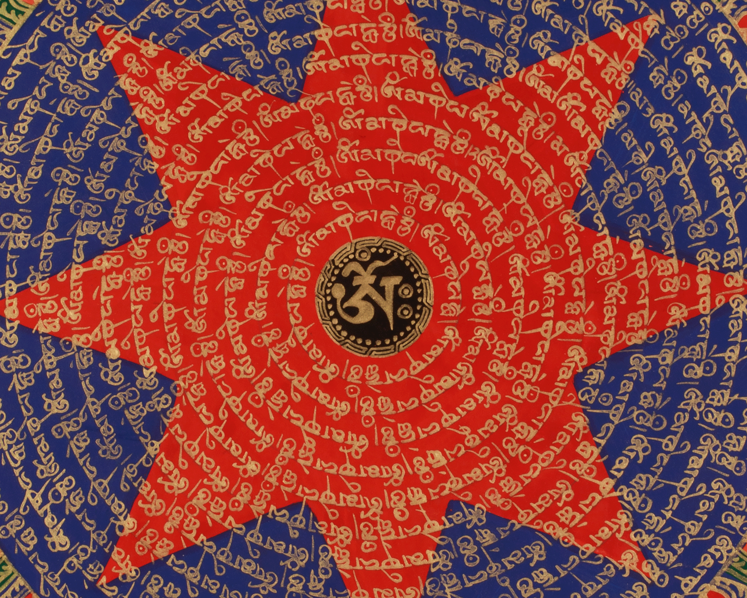 Mantra Mandala Wall Hanging Art | Hand-Painted Buddhist Thangka