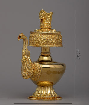 24K Gold Plated Bhumba Set | Traditional Tibetan Ritual Vase for Spiritual Practices