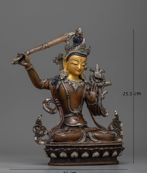 Majestic Manjushri Dark Oxidized | Emblem of Enlightened Wisdom