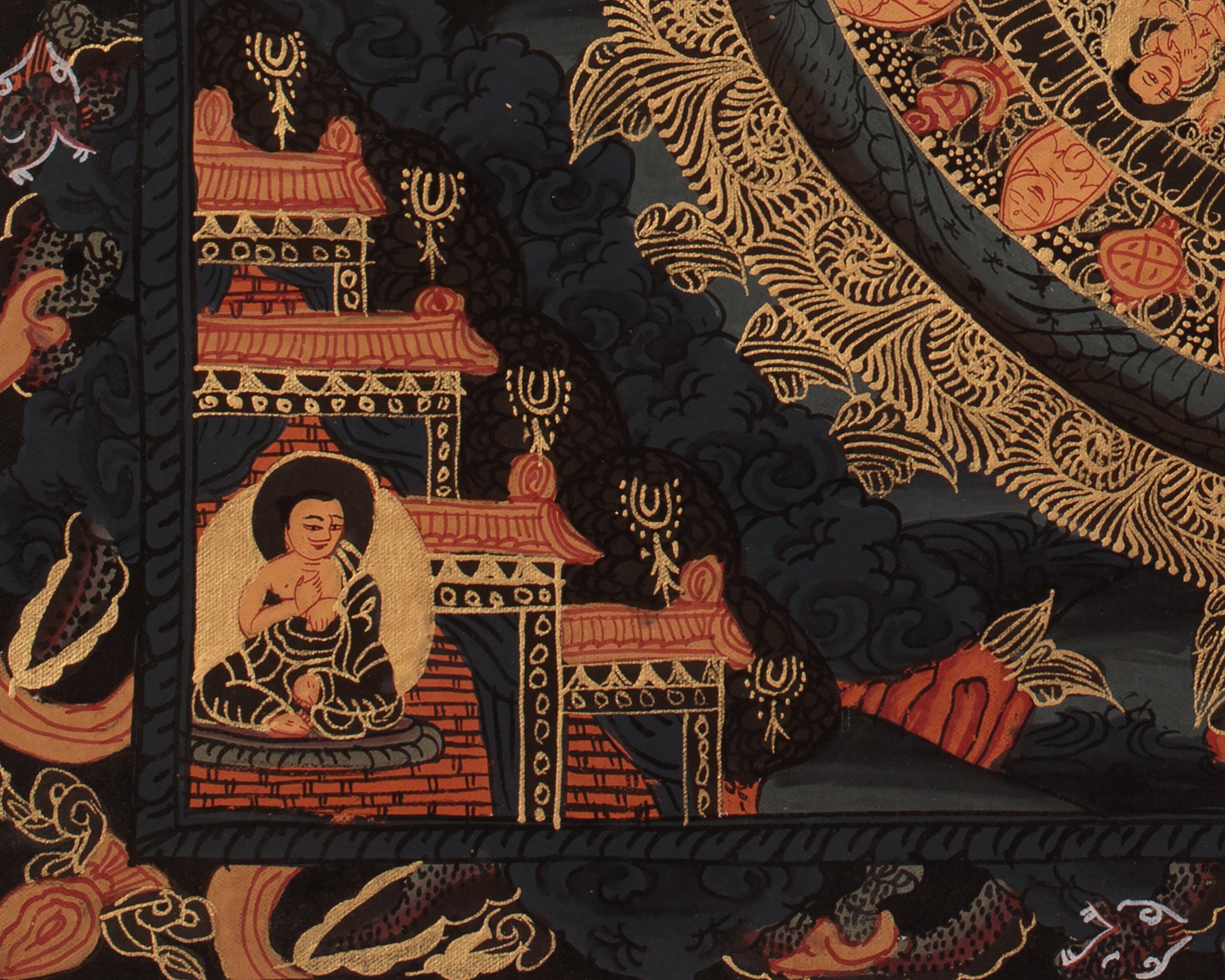 Triple Mandala of Buddha Thangka | Sacred Hand-Painted Buddhist Thangka Artwork