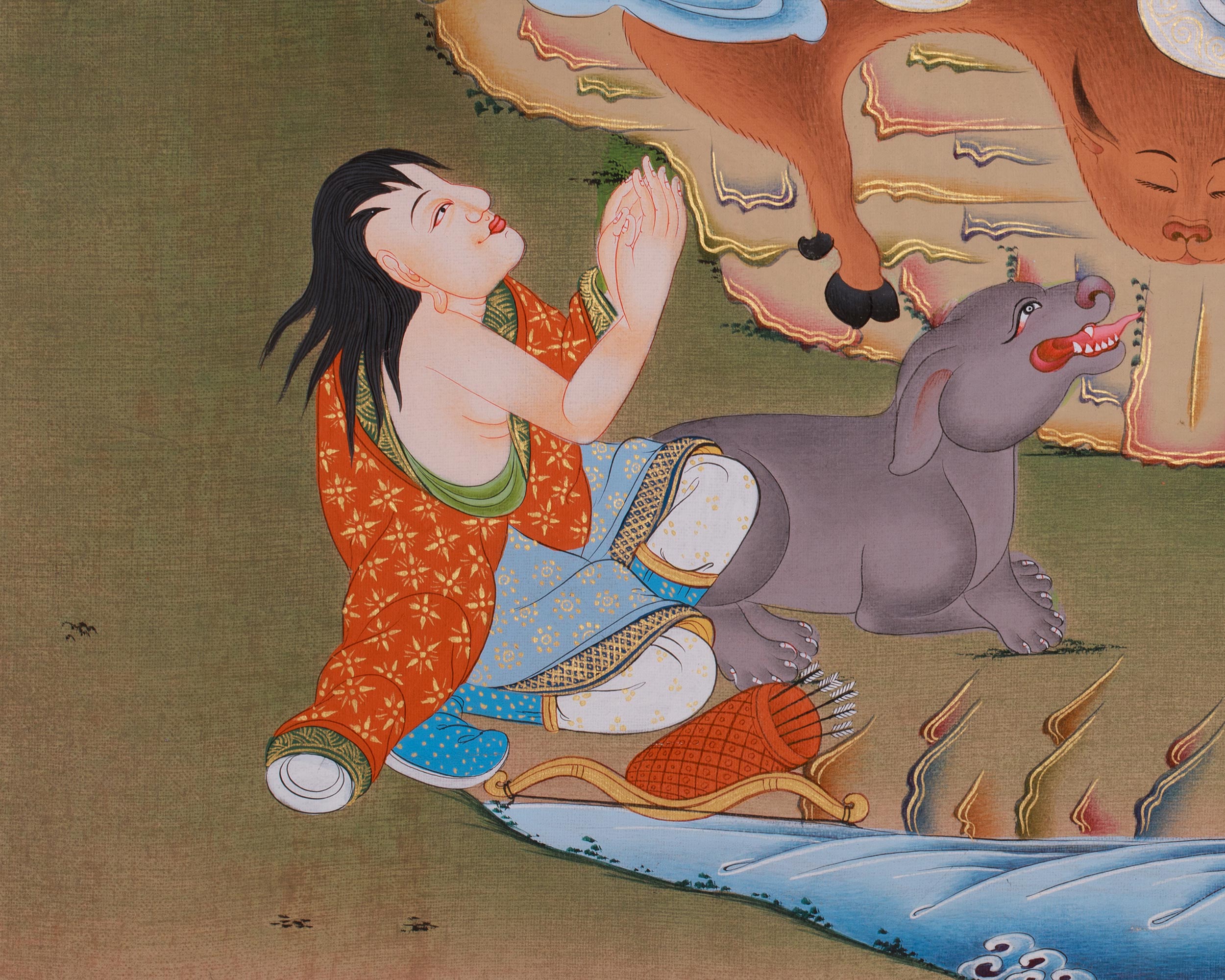 Milarepa Buddhist Art | The Great Yogi and Enlightened Master | Tibetan Painting