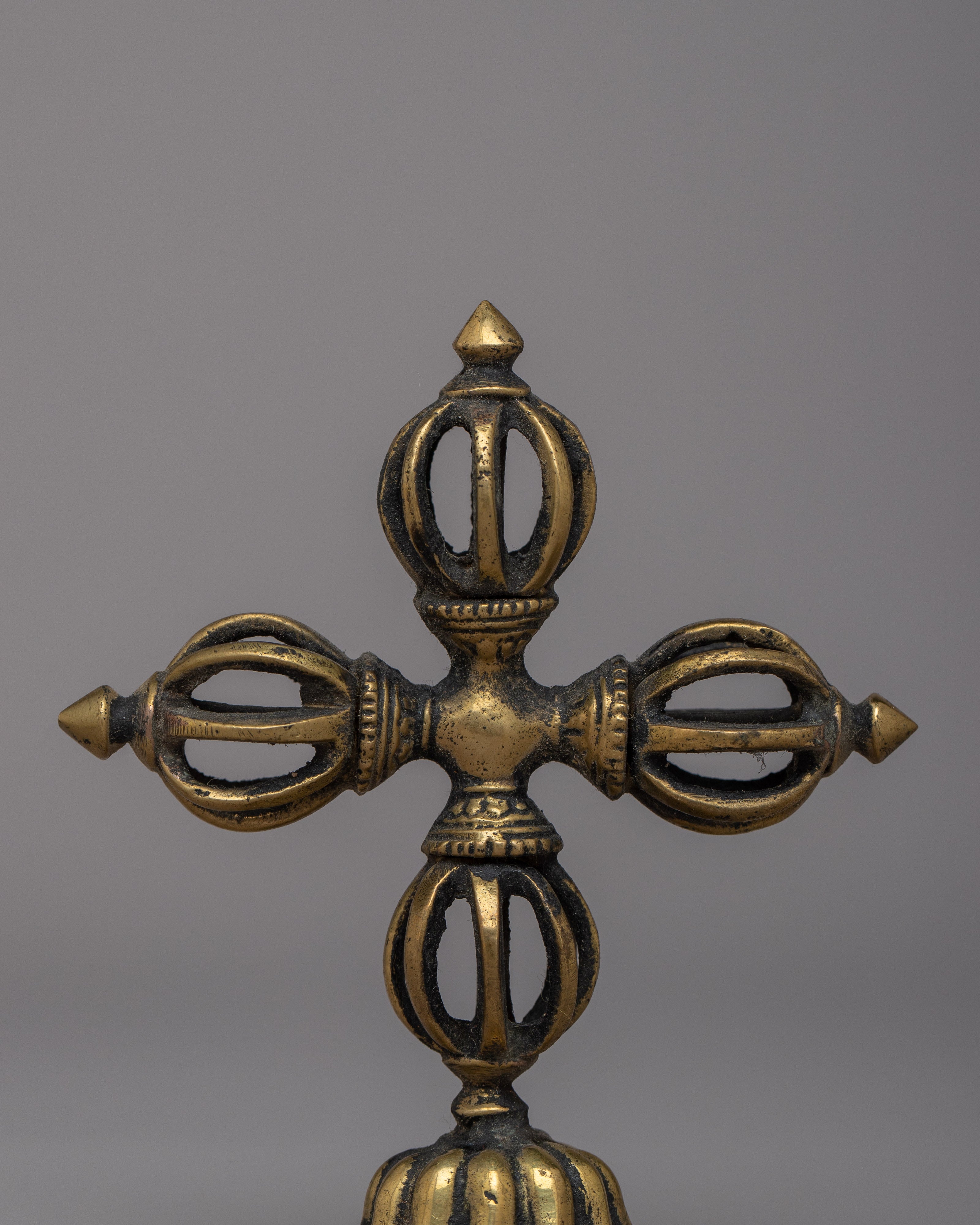 Double Vajra Brass | Handcrafted Visvavajra for Rituals & Spiritual Decor