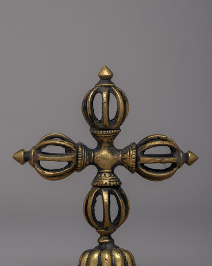 Double Vajra Brass | Handcrafted Visvavajra for Rituals & Spiritual Decor