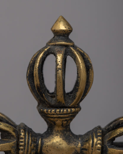 Double Vajra Brass | Handcrafted Visvavajra for Rituals & Spiritual Decor