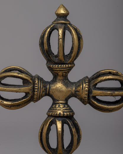 Double Vajra Brass | Handcrafted Visvavajra for Rituals & Spiritual Decor