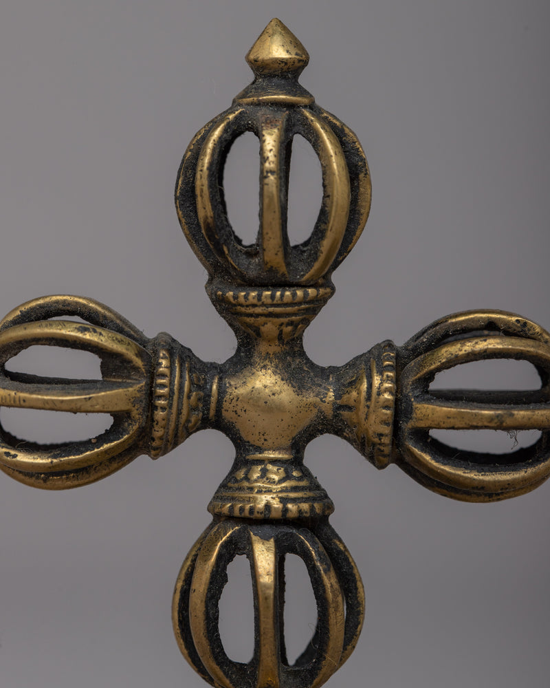 Double Vajra Brass | Handcrafted Visvavajra for Rituals & Spiritual Decor