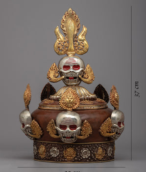 Tibetan Skull Crown | Symbolic Skull Headdress for Meditation & Spiritual Connection