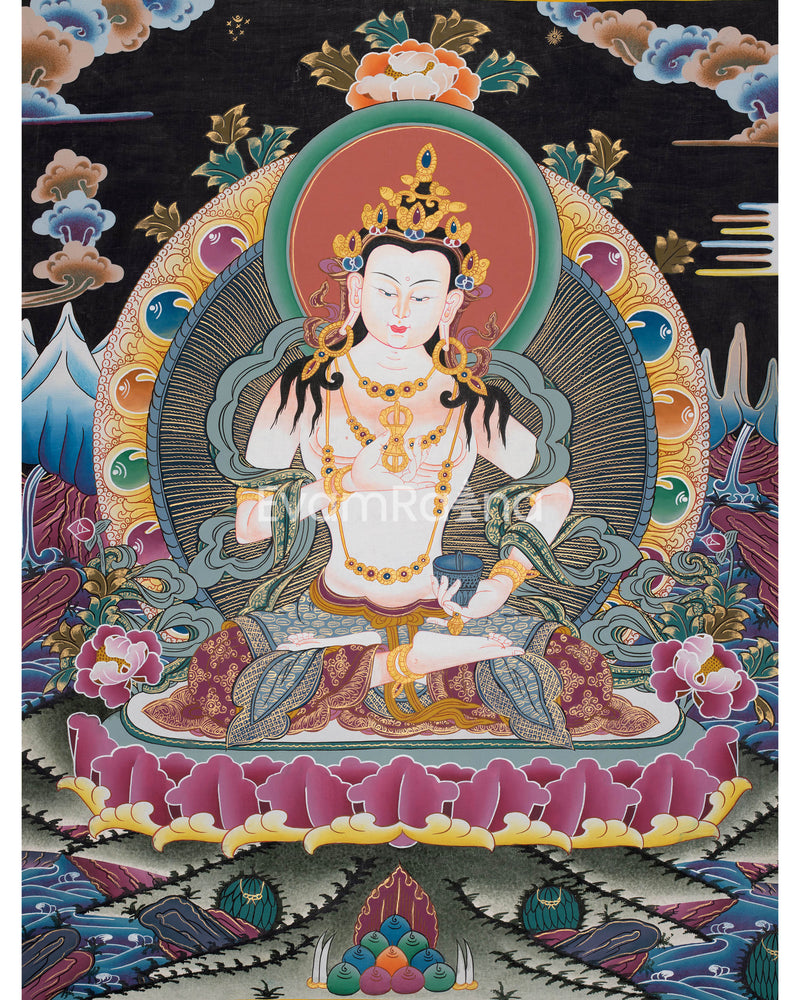 Vajrasattva Shakti Thangka |  Hand-Painted Himalayan Art