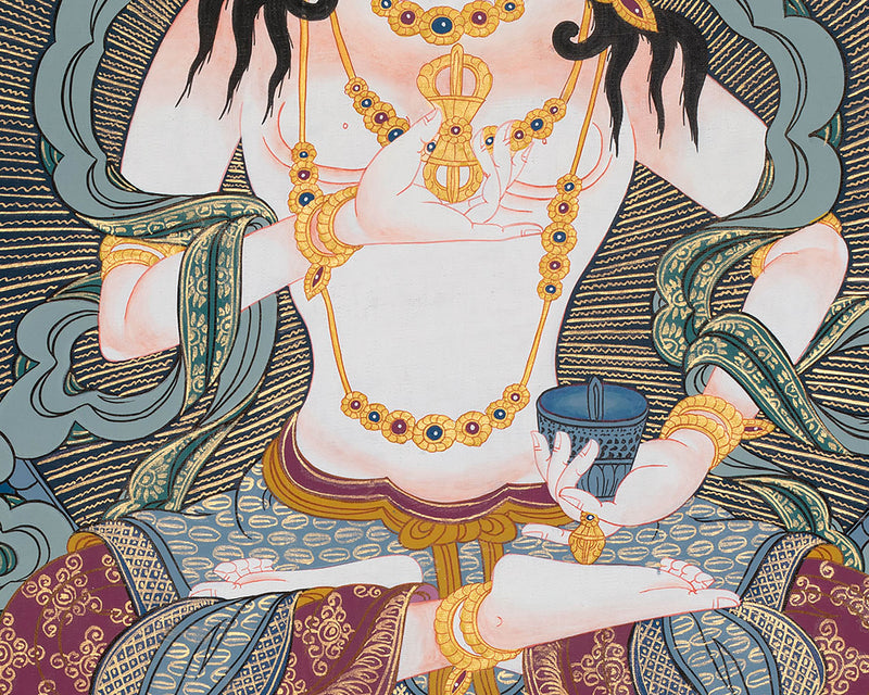 Vajrasattva Shakti Thangka |  Hand-Painted Himalayan Art