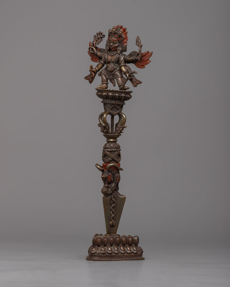 Oxidized Copper Phurba | Tibetan Dagger for Spiritual Practices