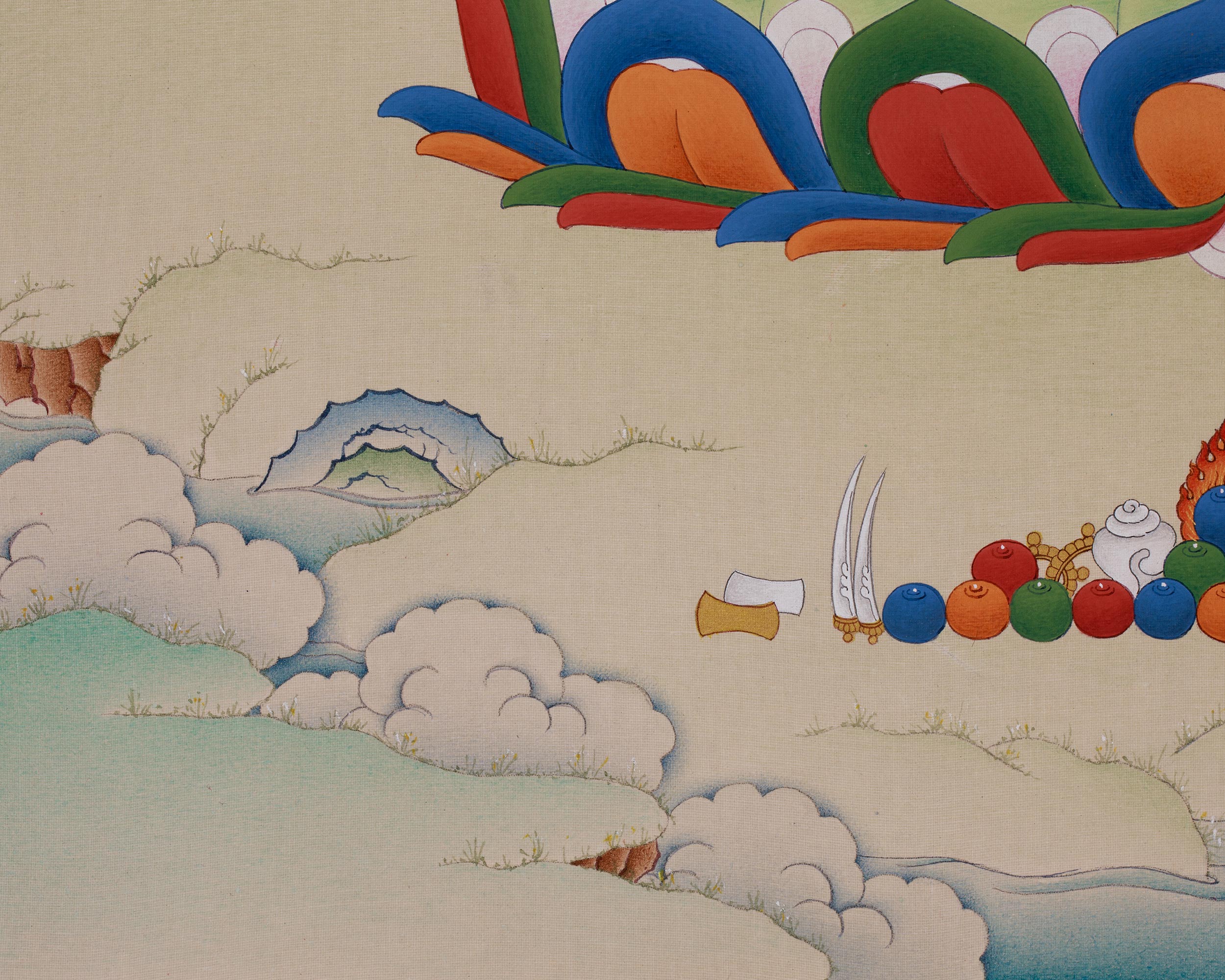 Tibetan Medicine Buddha Art | Bhaisajyaguru Thangka | Healing Deity