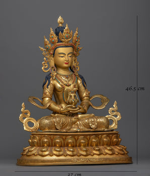 Gold-Gilded Amitayus Longevity Buddha Statue | A Beacon of Eternal Life