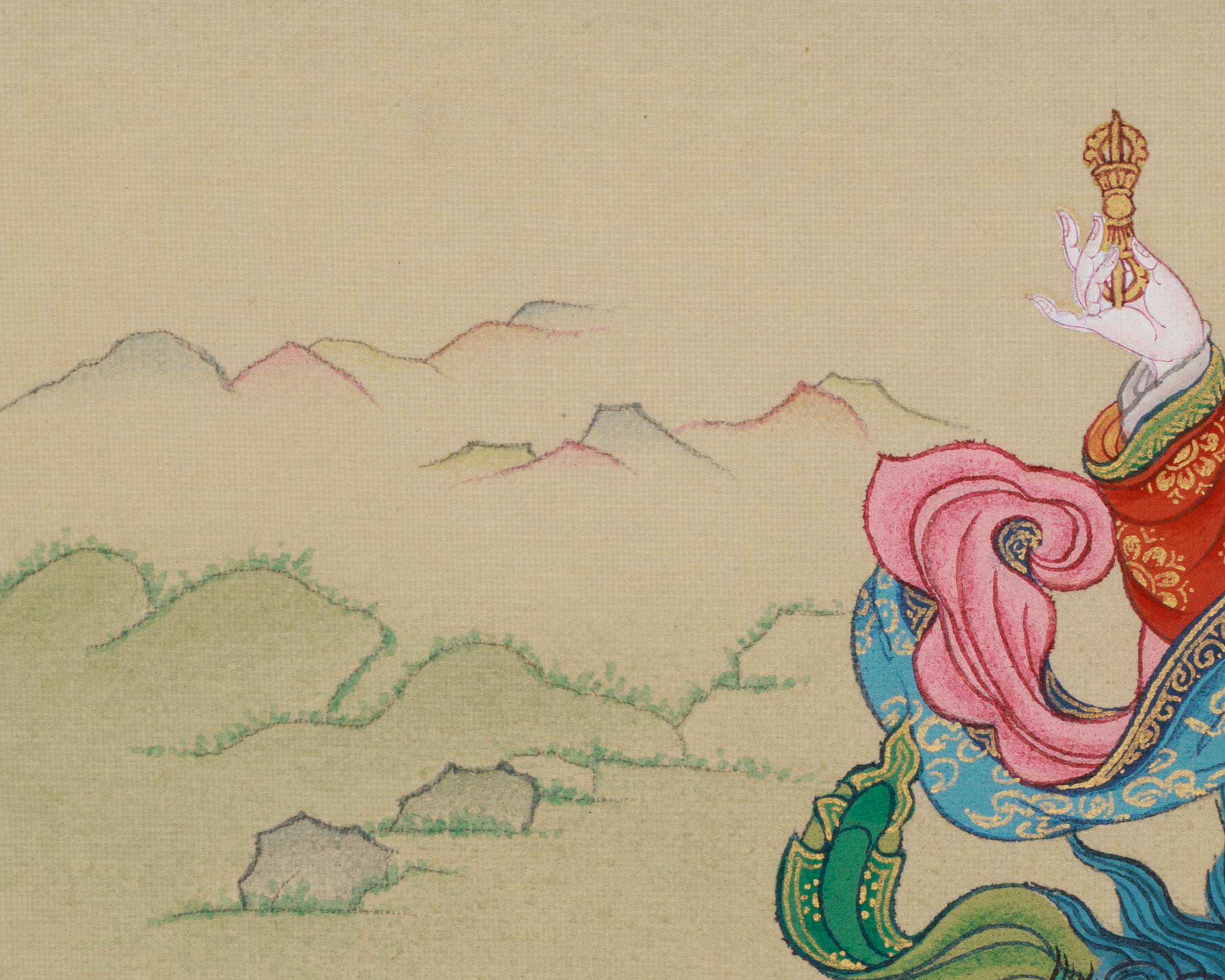 Tsheringma with Milarepa Thangka | Tibetan Artwork for Longevity and Wisdom