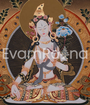 Traditionally Hand-Painted White Tara, Shakyamuni Buddha | Religious Gifts