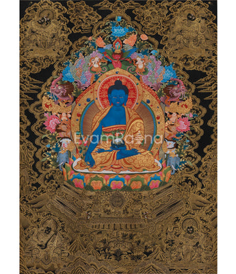 Golden Presence of Bhaishajyaguru, Medicine Buddha | Giclee Canvas Print