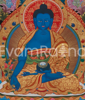 Golden Presence of Bhaishajyaguru, Medicine Buddha | Giclee Canvas Print