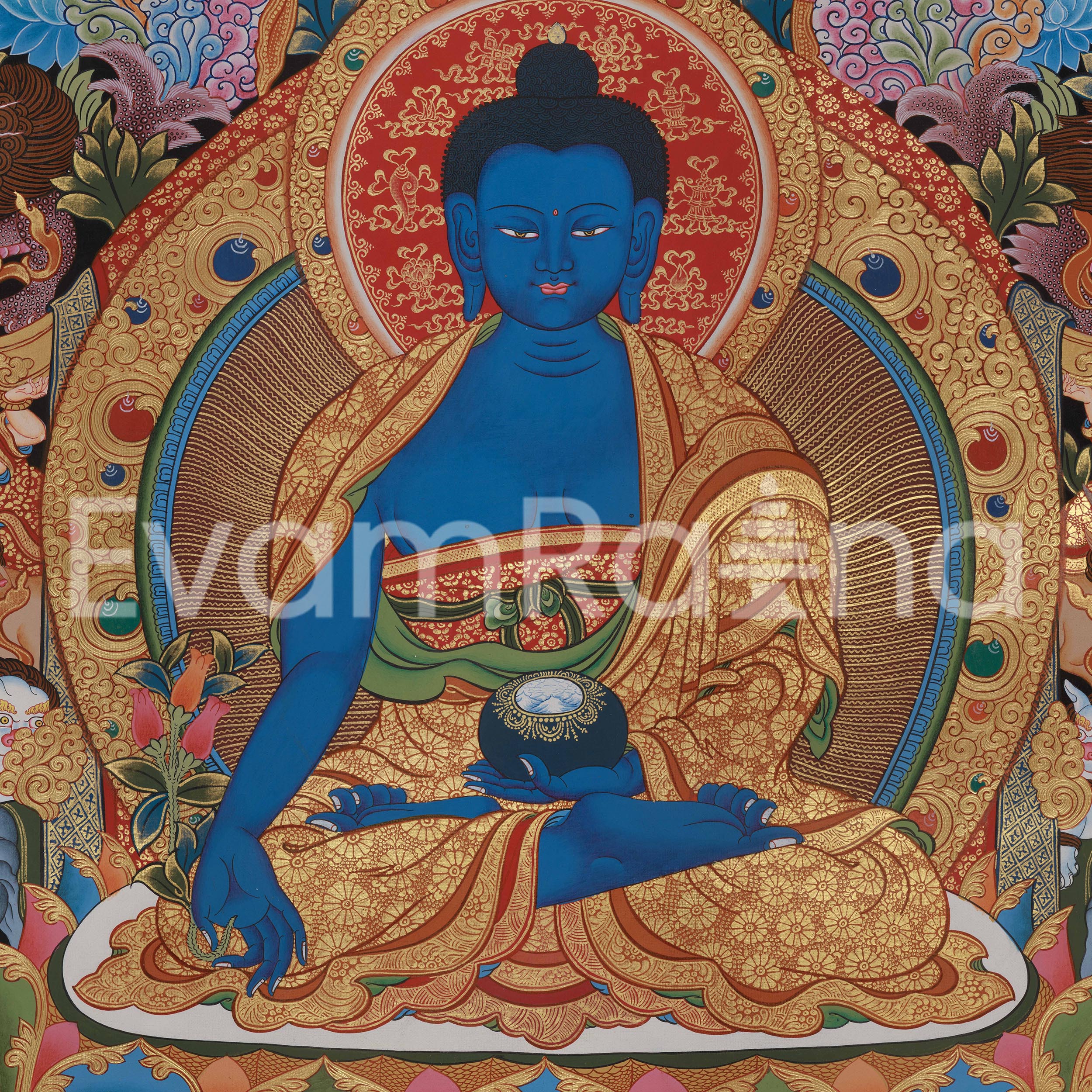 Golden Presence of Bhaishajyaguru, Medicine Buddha | Giclee Canvas Print