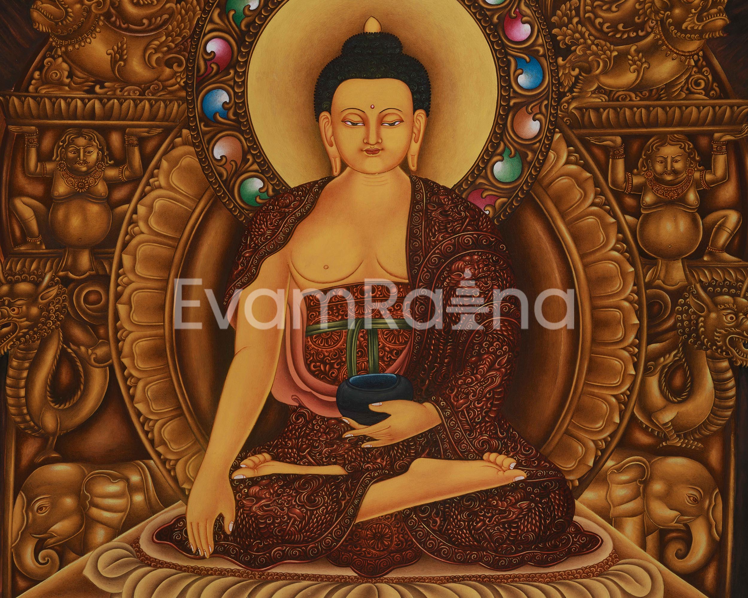 The Buddha Shakyamuni Thangka Print | High-Quality Giclée Cotton Canvas