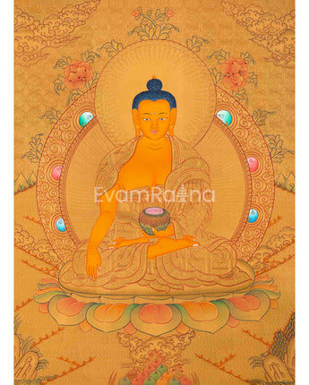 Original Hand-Painted 24K Gold Shakyamuni Buddha