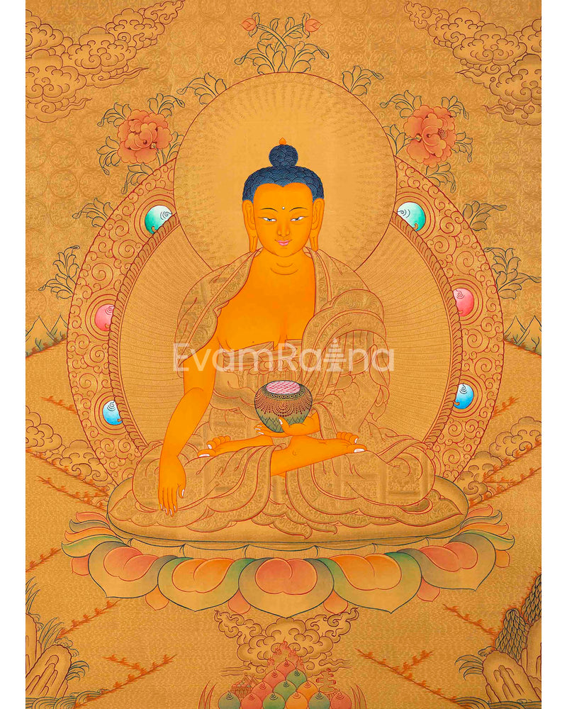 Original Hand-Painted 24K Gold Shakyamuni Buddha