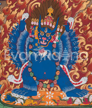 Yamantaka Yidam Thangka Painting Art | Vajrabhairava Heruka Canvas Art