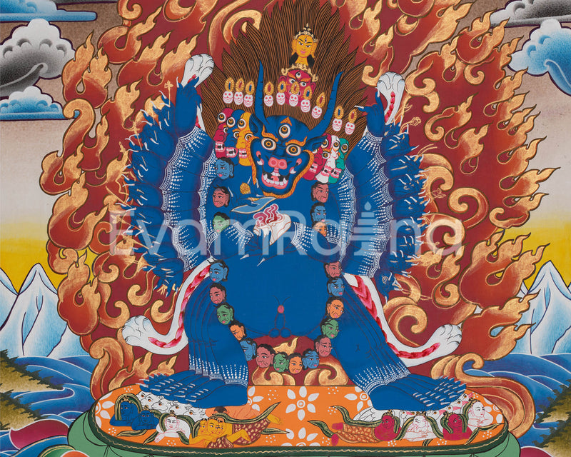 Yamantaka Yidam Thangka Painting Art | Vajrabhairava Heruka Canvas Art