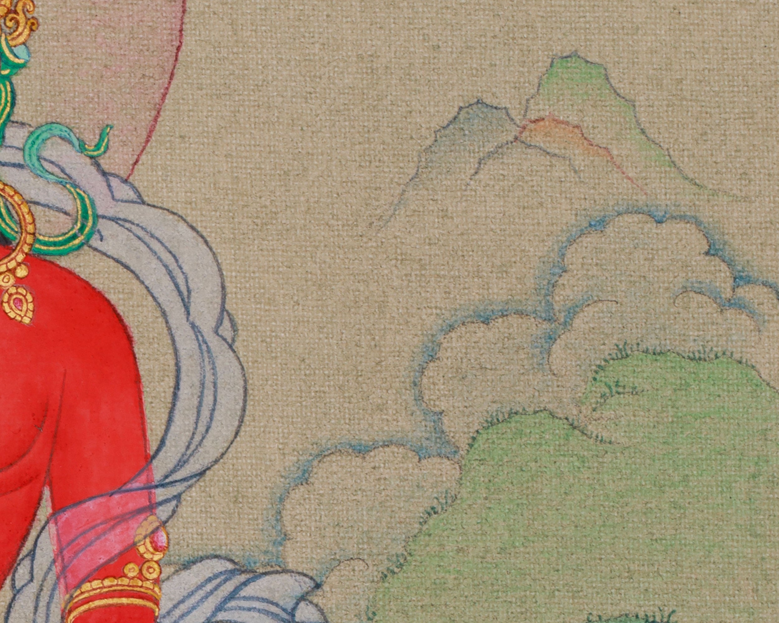 Compact Thangka of Amitayus Buddha | Red Buddha of Longevity