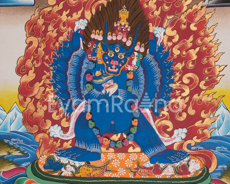 Yamantaka Yidam Thangka Painting Art | Vajrabhairava Heruka Canvas Art