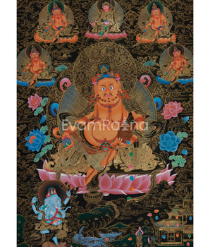 Wealth Deity, Dzambhala Thangka Print | Giclee Canvas Art of Prosperity and Protection