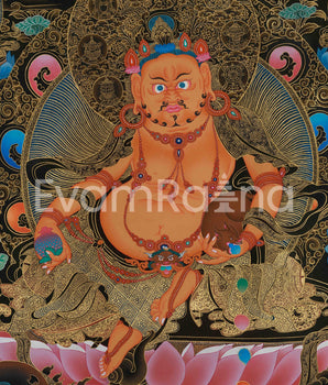 Wealth Deity, Dzambhala Thangka Print | Giclee Canvas Art of Prosperity and Protection