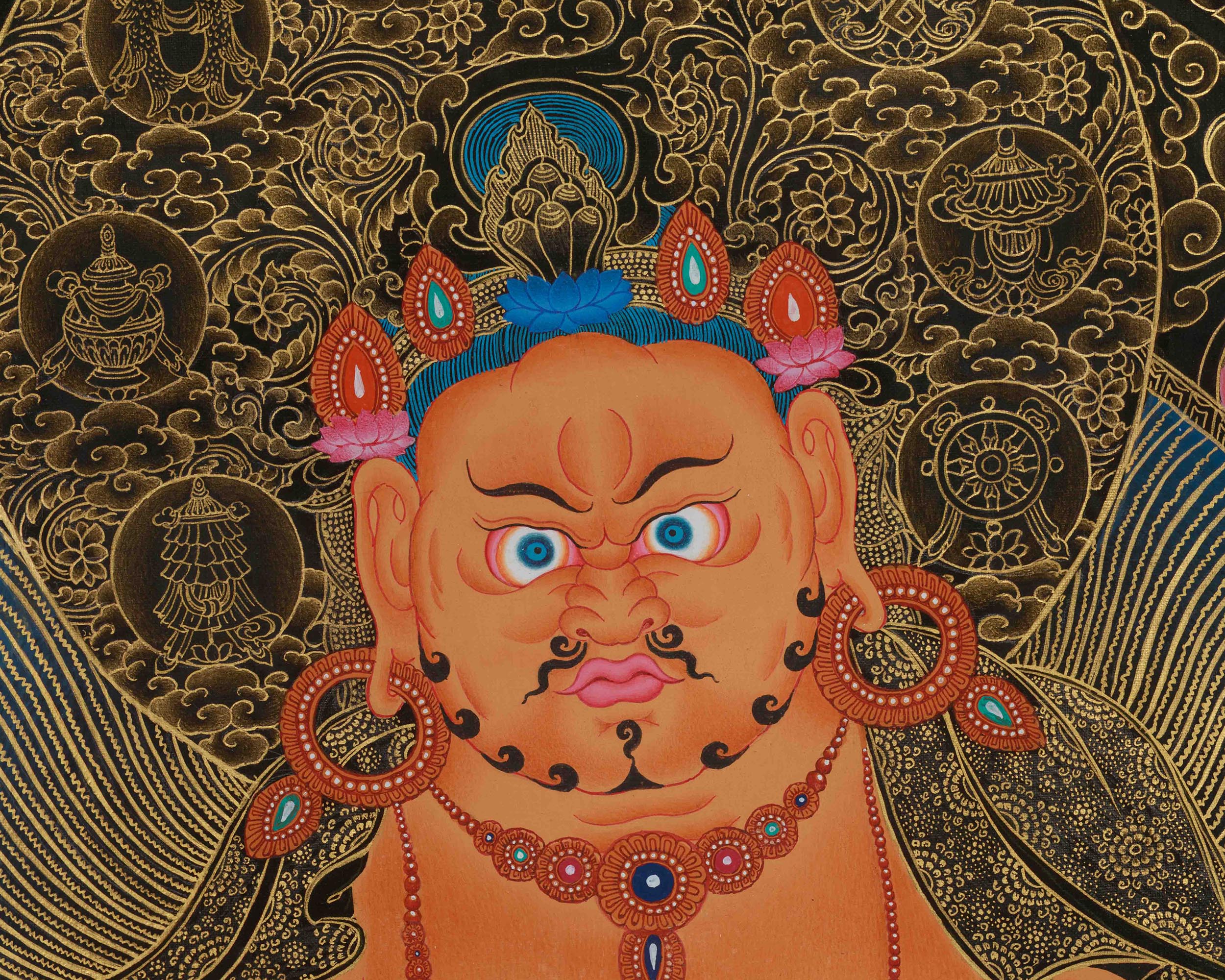 Wealth Deity, Dzambhala Thangka Print | Giclee Canvas Art of Prosperity and Protection