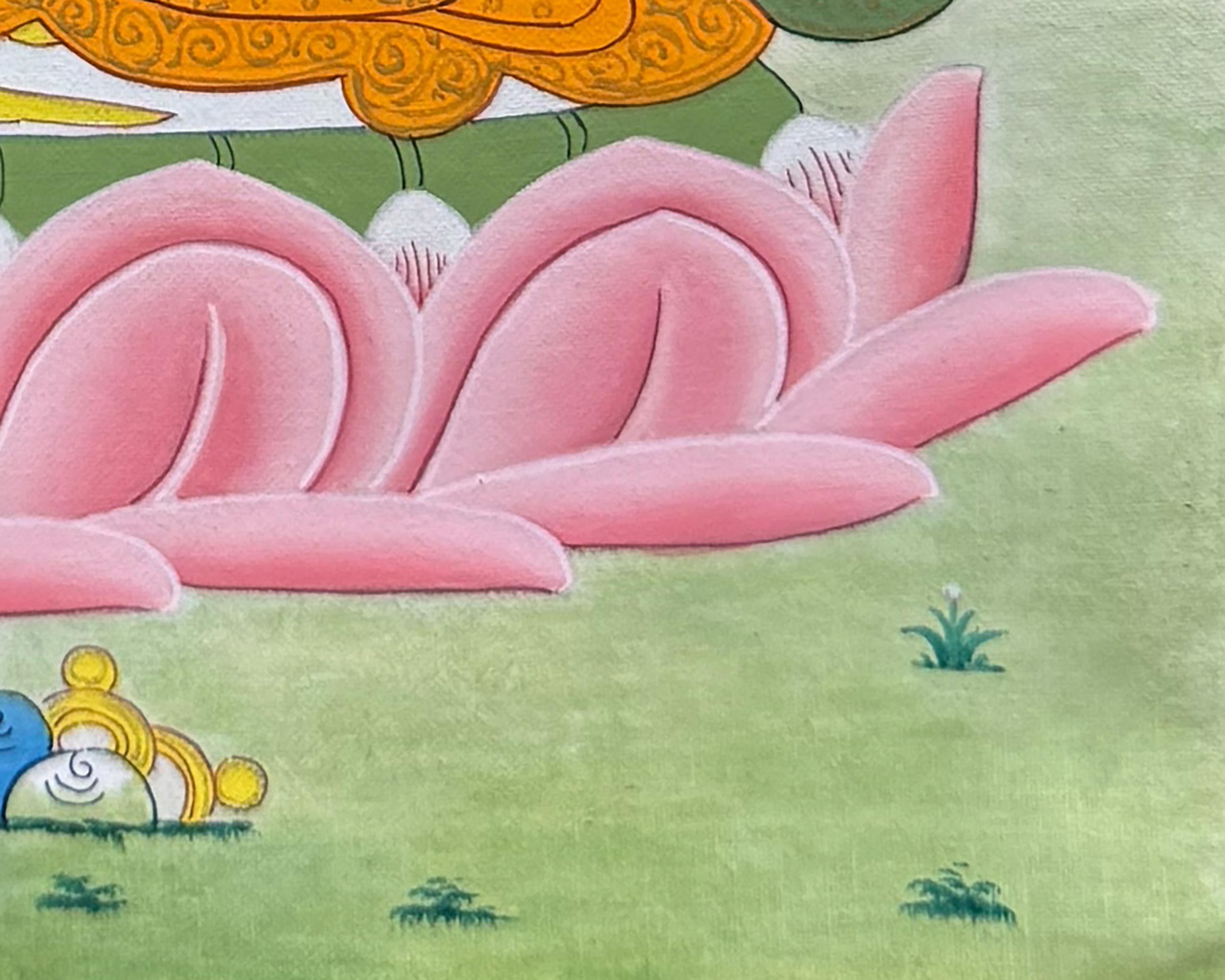 Manjushri Thangka With Brocade | Enlightened Protector of Knowledge