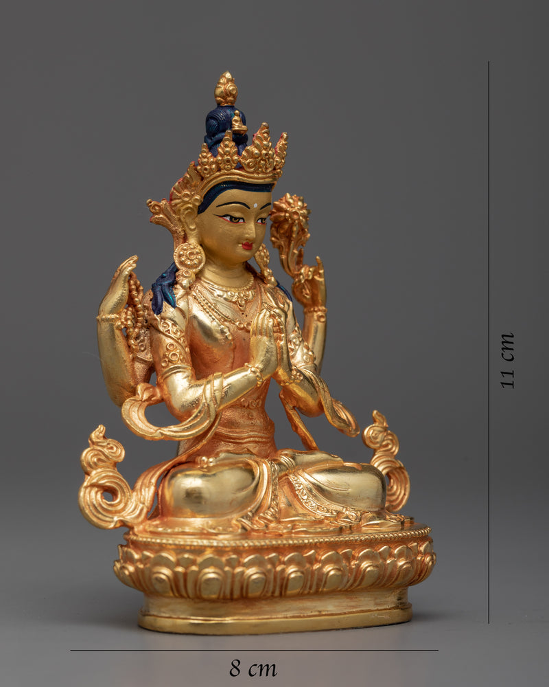 Miniature Chenrezig Statue | Embodiment of Compassion