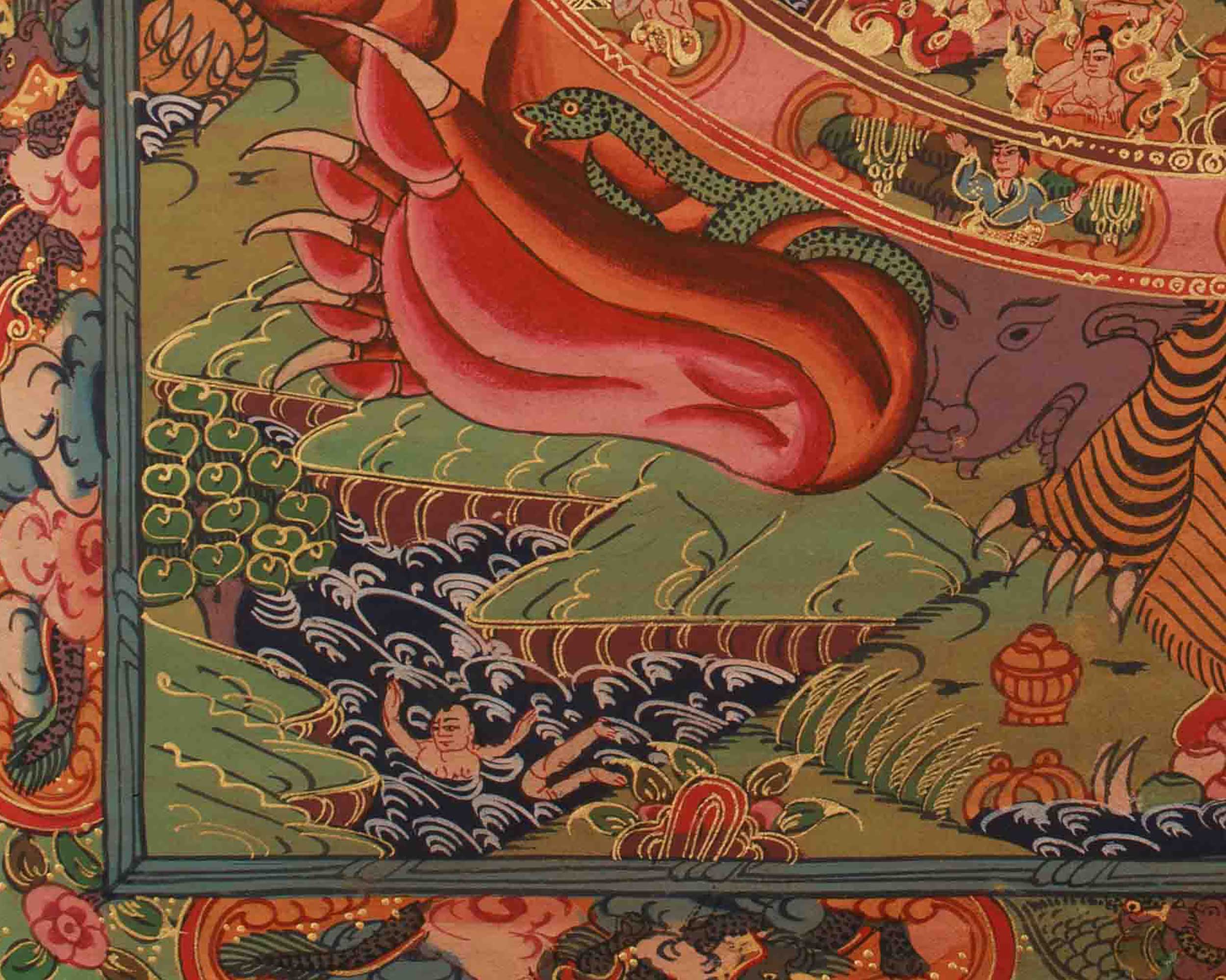 Wheel Of Life Artwork | Traditional Tibetan Bhavachakra Thangka | Buddhist Meditation Altar