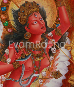Female Buddha, Vajrayogini Thangka Print | Fierce Wisdom in Giclée Cotton Canvas