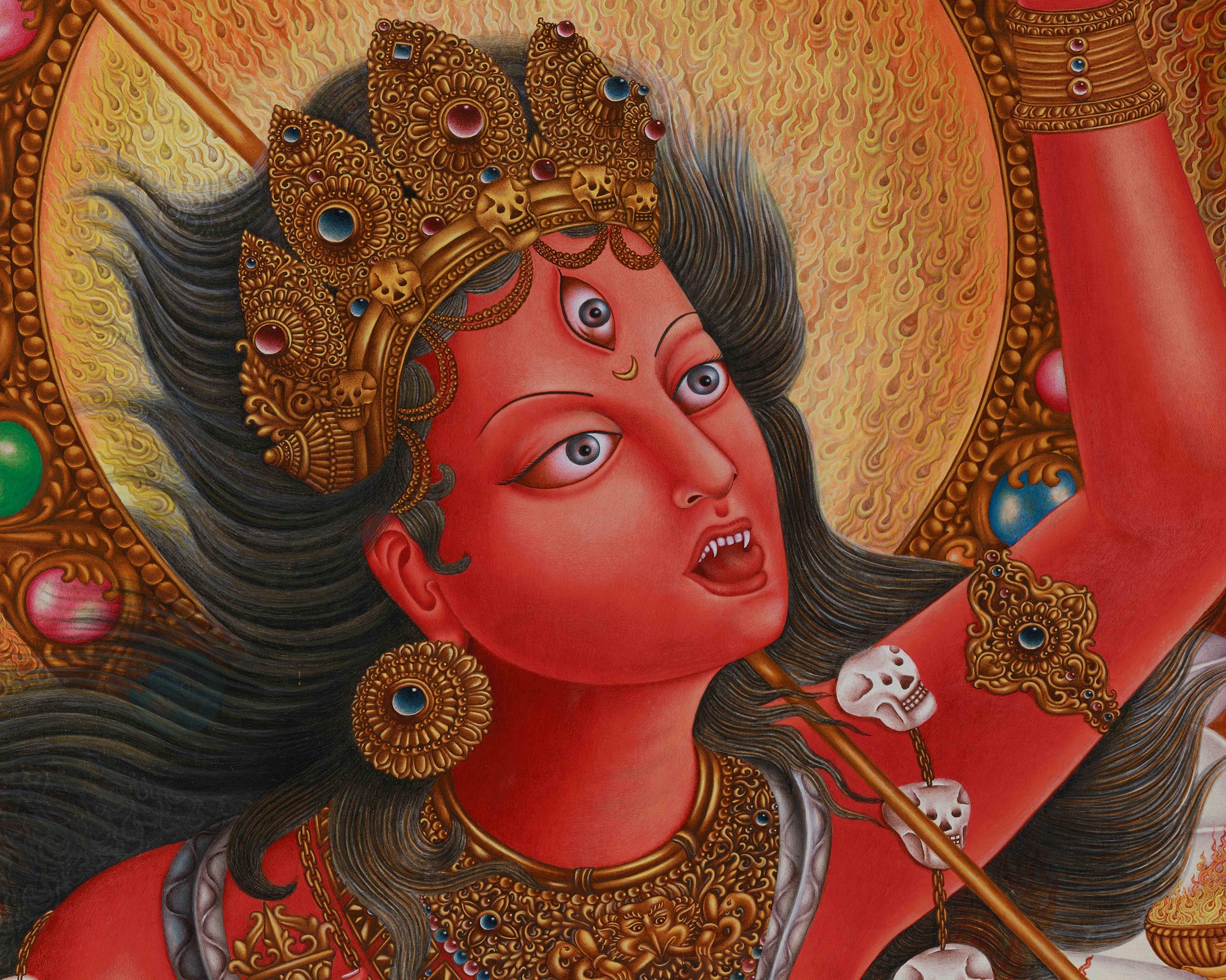 Female Buddha, Vajrayogini Thangka Print | Fierce Wisdom in Giclée Cotton Canvas