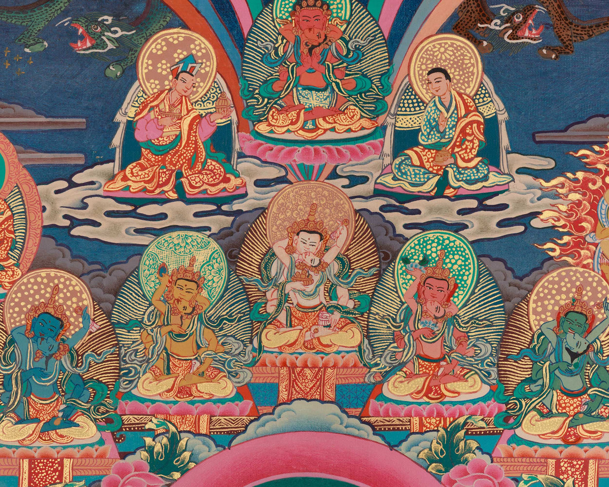 Traditional Thangka of Red Chenrezig | Gyalwa Gyasto with Consort