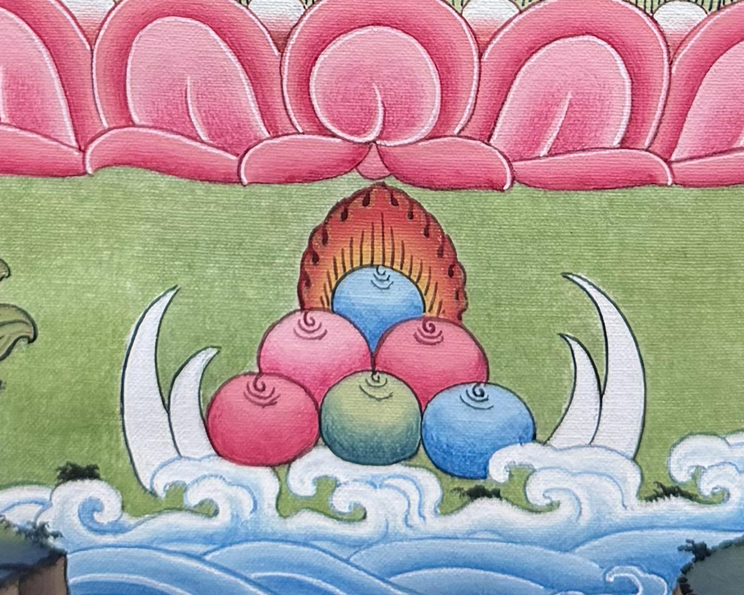 Tibetan Amitabha Buddha Thangka with Brocade | Buddha of Infinite Light