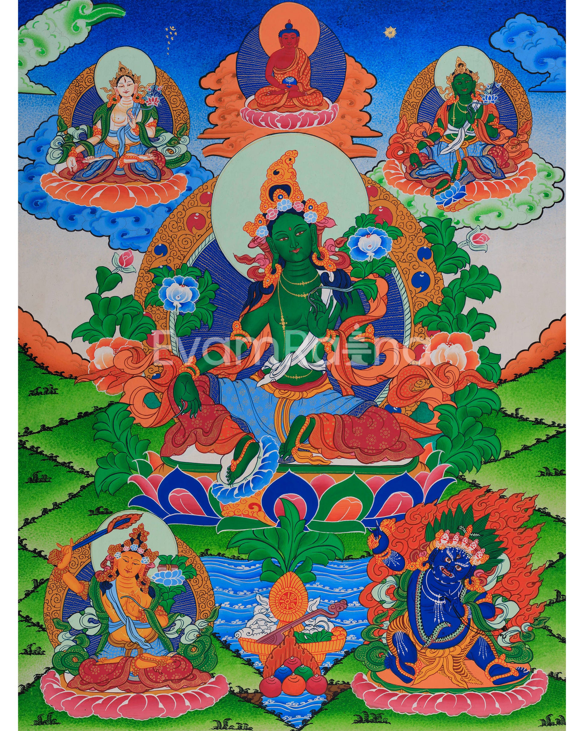 Tibetan Mother Green Tara Thangka