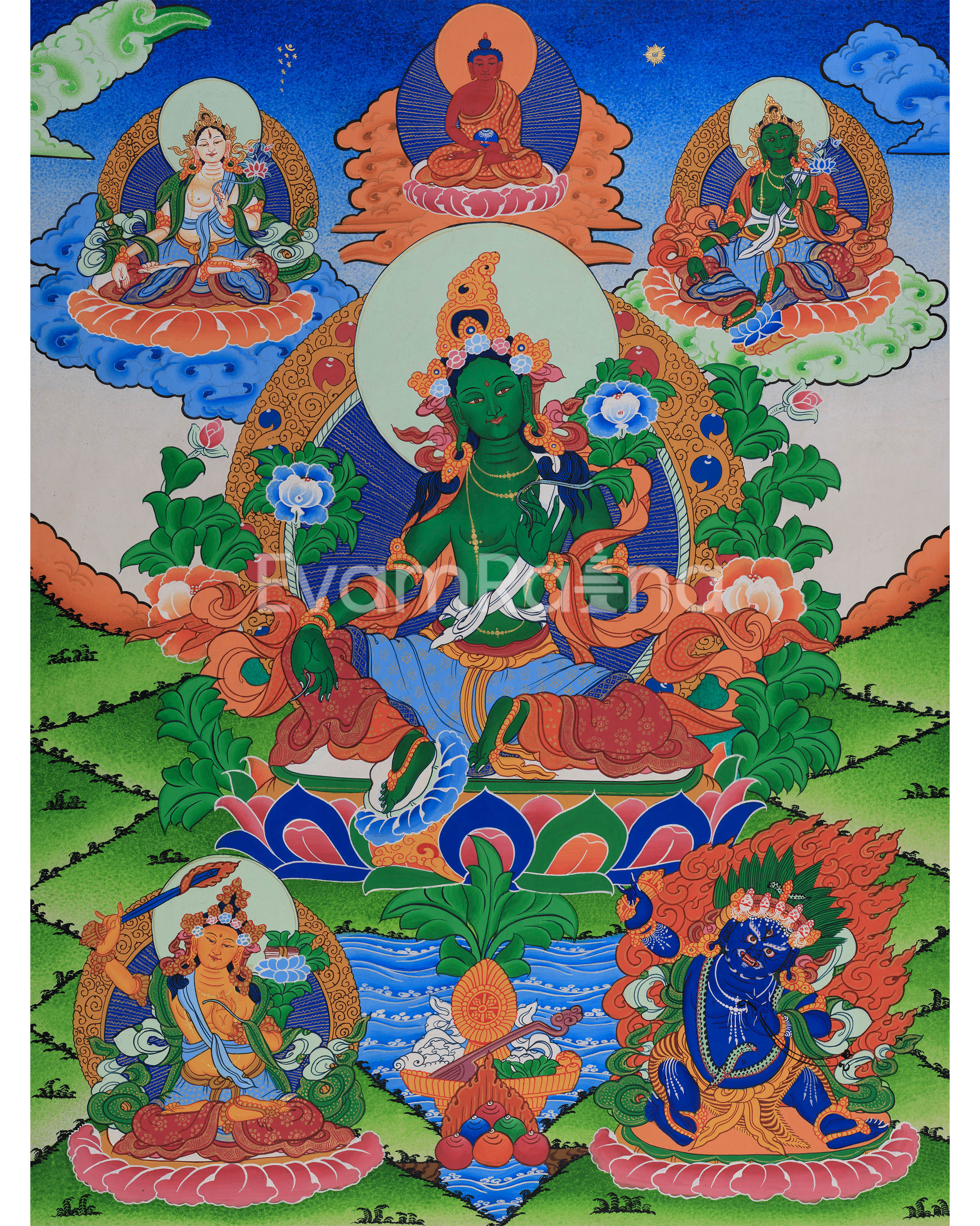 Tibetan Mother Green Tara Thangka